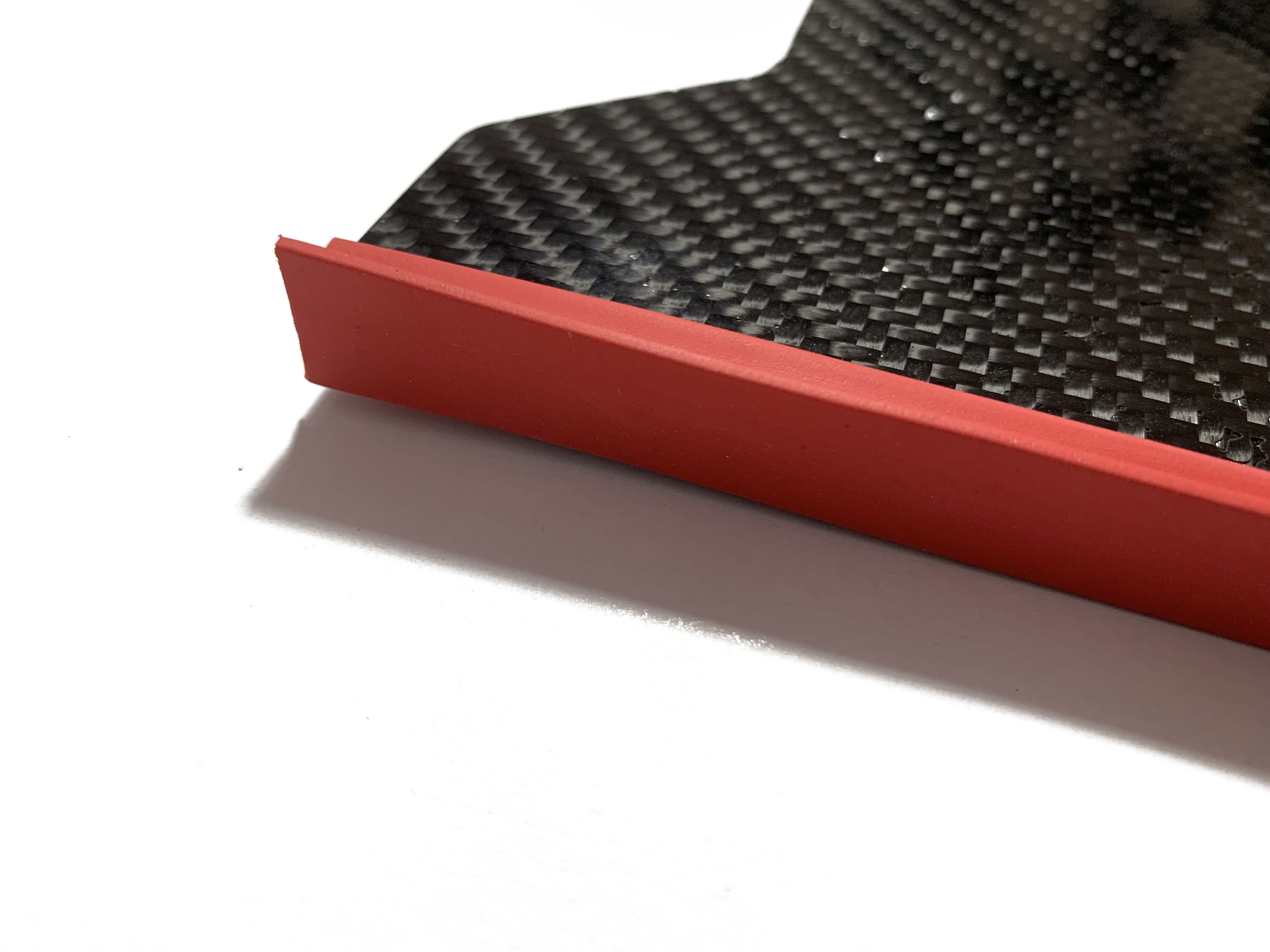 "High-Performance Fin Rails for Carbon Fiber Fins" red color